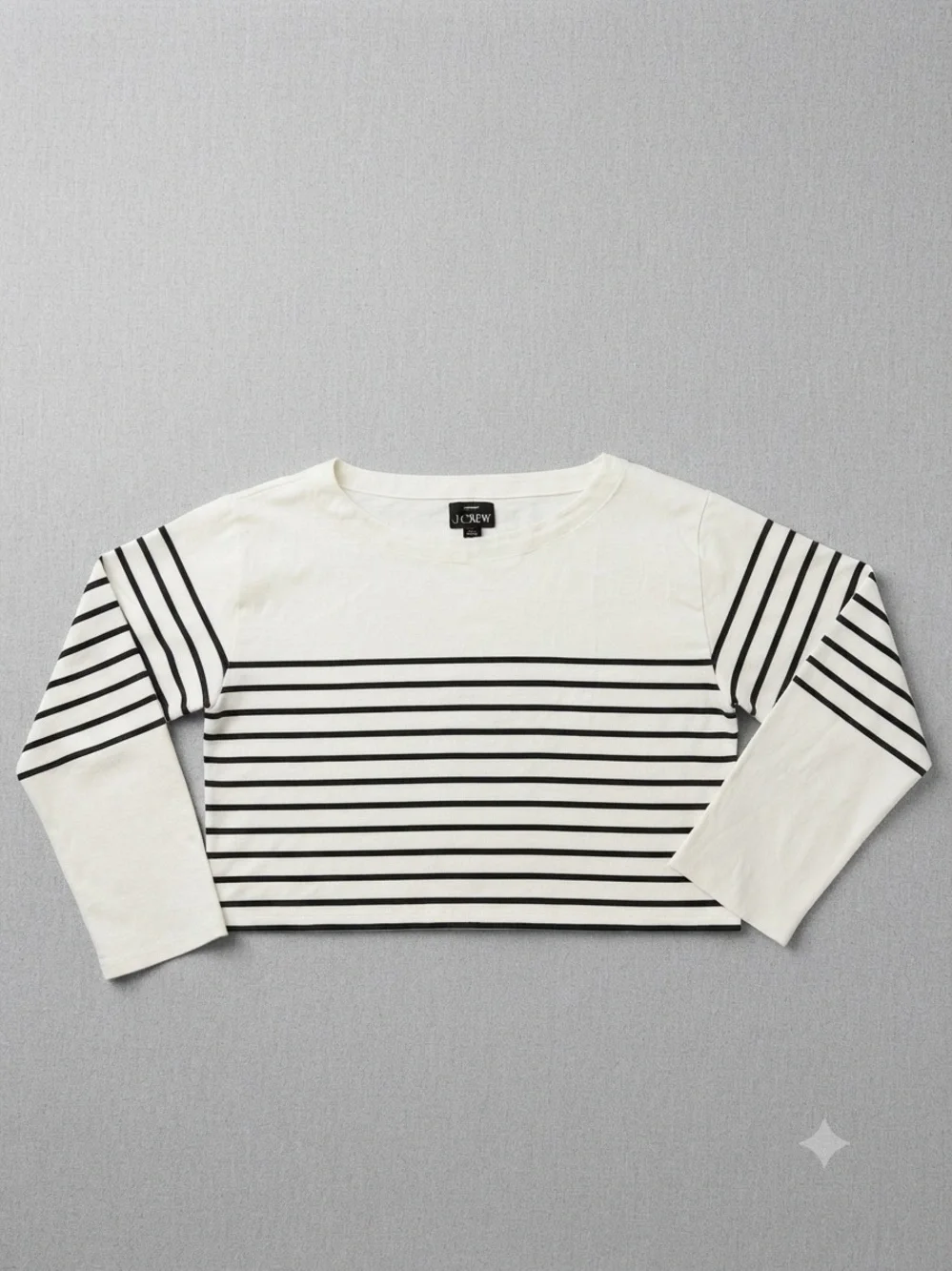 J. Crew Black and White Striped Crop Top Medium